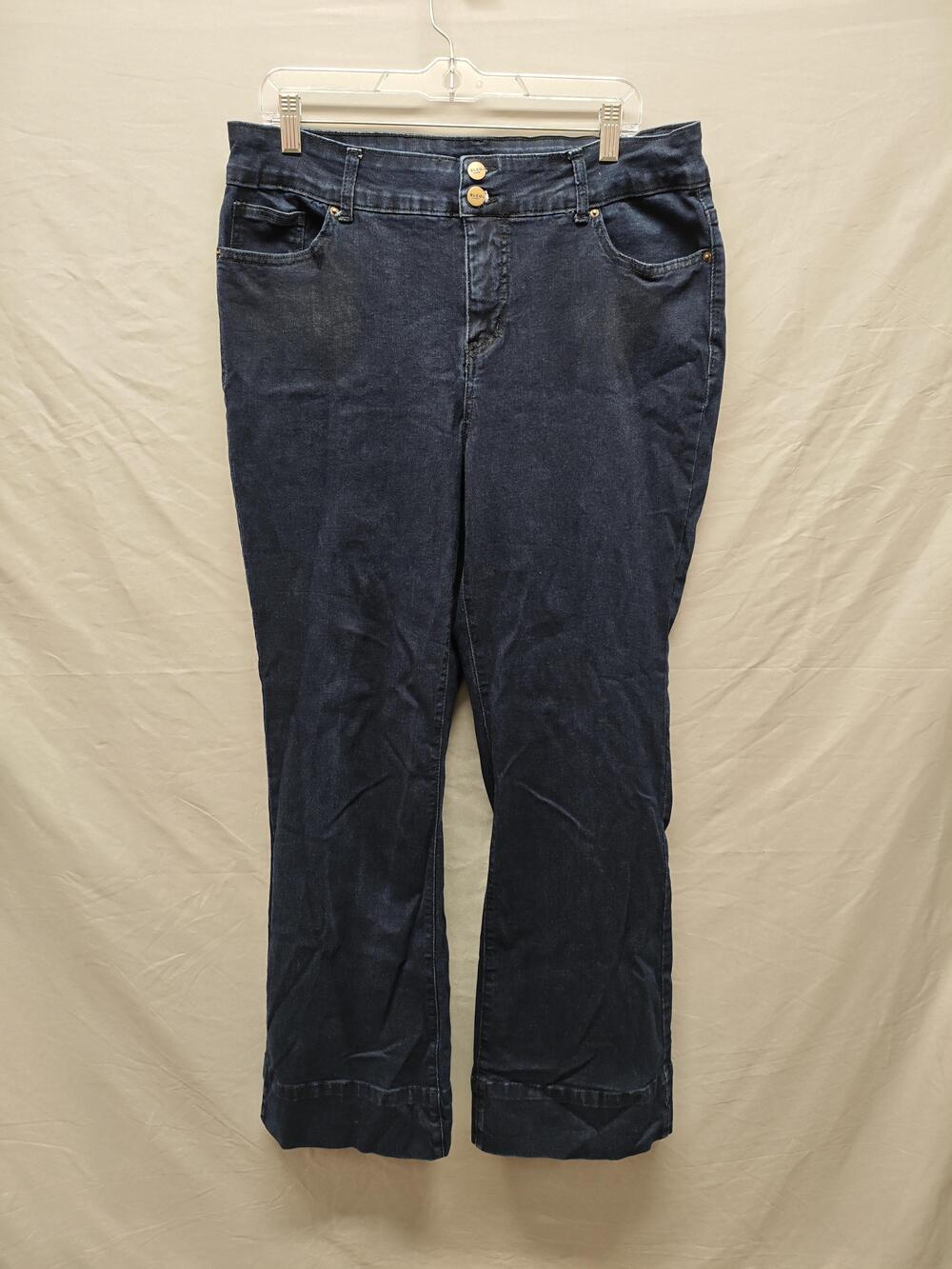 Bleu Jeans Womens 16 Blue Dark Wash Stretch Straight Leg Denim Pants BWW1580